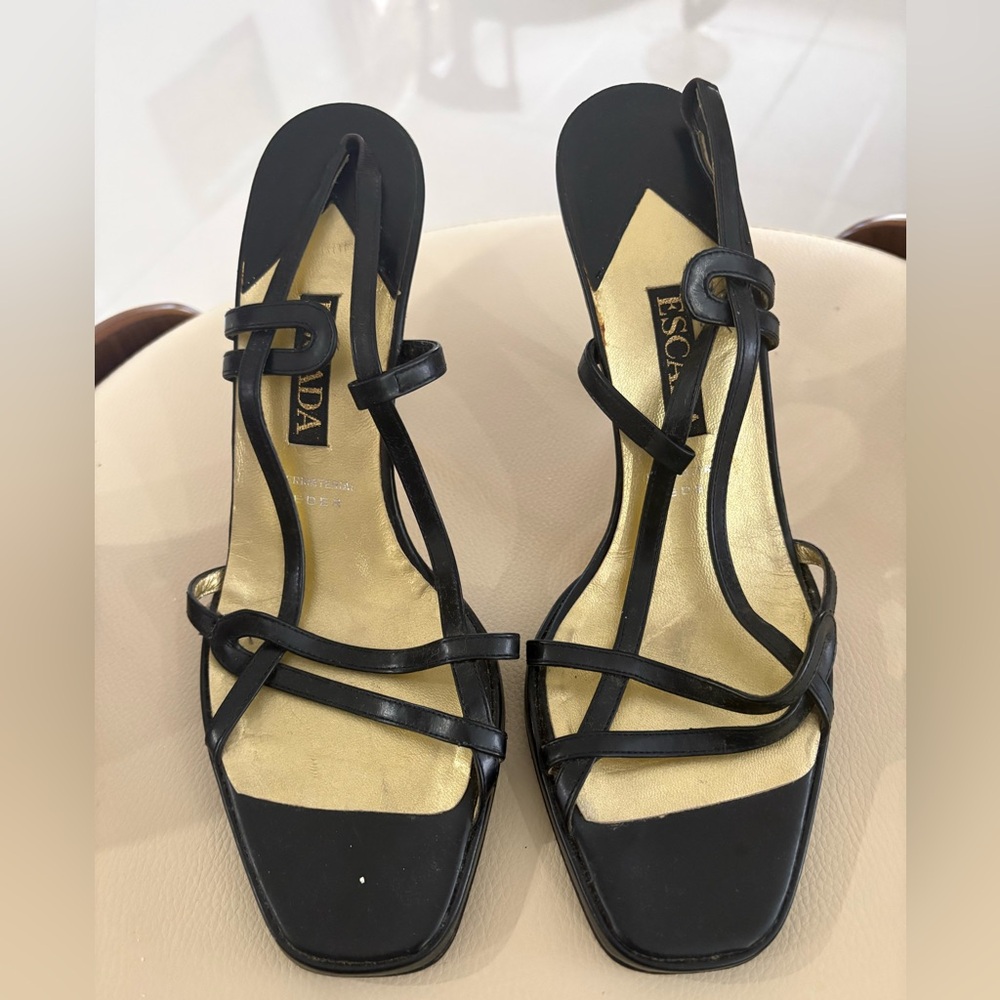 Escada Black Strappy Heels